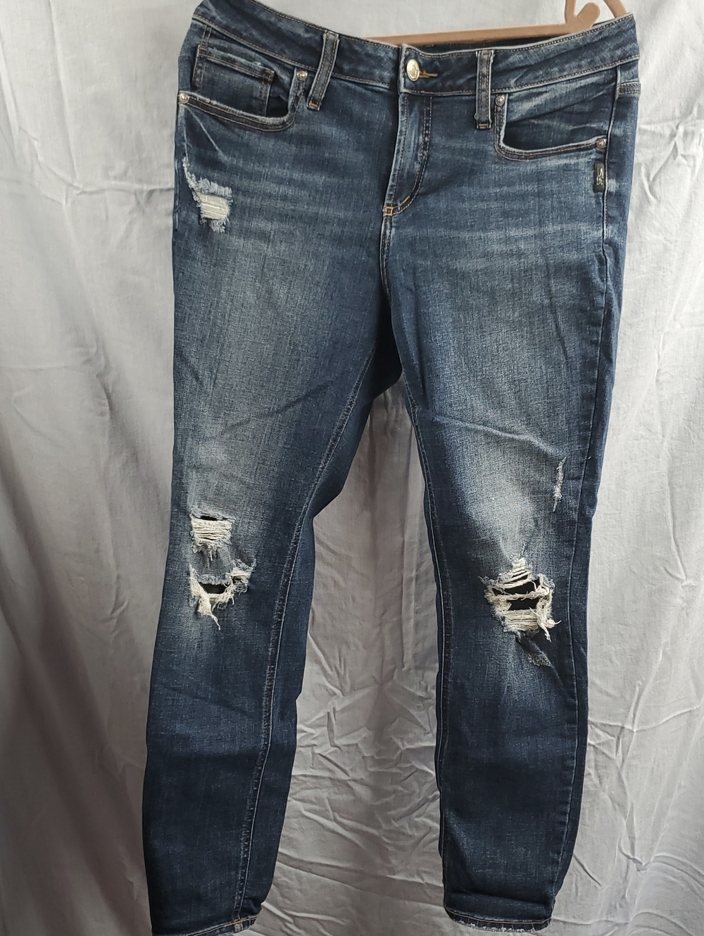 Silver Jeans Dark Blue Distressed Skinny Jeans - 27